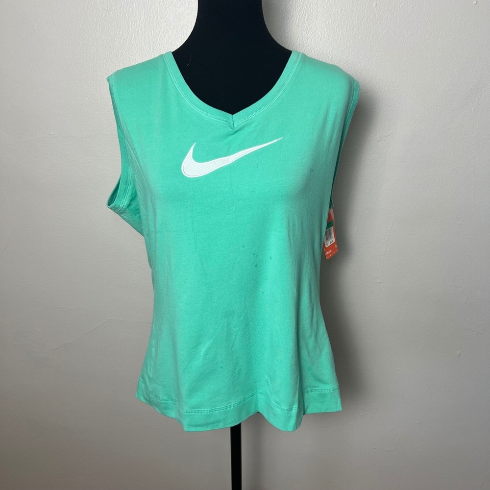 Nike Tank Top XL Mint Green V-Neck Graphic Swoosh Athletic Sleeveless Y2K Yoga